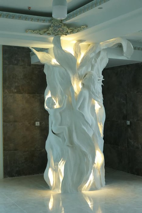 Name: Ali Asghar Sarkhoshzadeh/ Title: Mother,s Love/ Dimensions: 120x260cm/ Technique: Modern Plastering/ Year: 2024/ Price: 1200$