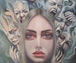 Name: Narges pirmoradian/ Title: The Struggle Between Me and Myself/ Dimensions:73×53cm/ Technique: Oil Painting/ Year: 2025/ Price: 200$ $