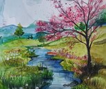 Name: Razieh Najarzadegan/ Title: Where Spring Begins/ Technique: Watercolor/Dimensions: A3/ Year: 2026/ Price: 200$