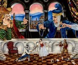 Name: Ghazal Badizadehgan/ Title: The Silent Puppeteers (Personal recreation based on an artwork by Micheal Cheval)/ Dimensions: 50*70cm/ Technique: Colored pencil on velvet paper/ Year: 2026/ Price: Price upon request