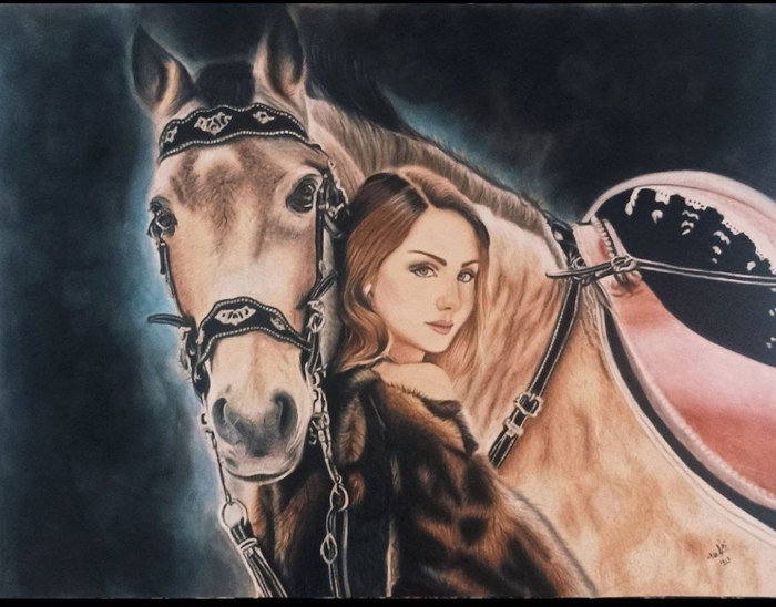 Name: Zahra Alizadeh/ name of work: Noble Lady/ Dimensions:70*50/ Technique: pastell/ year:2025/ Price:1800$