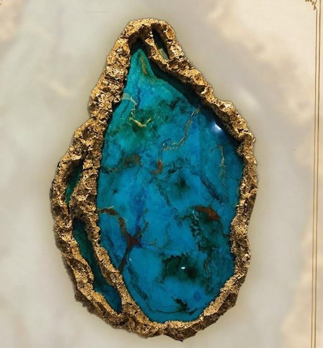 Name: Hadieh Shabiban pour/ Title: Turquoise/ Dimensions: 70*100/ Technique: resin epoxy/ year: 2024/ Price: 499$