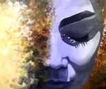 Name: Mahsa Daroughe/ Title: Mahsa's Silence/ Dimensions: 1.50×1.50meter/ Technique: Oil Colour/ Year: 2026/ Price: 4000$