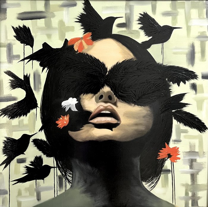 Name: Romina Hosseinpou/ Title: Koornegah/ Dimensions:70×70 cm/ Technique: Oil painting/ Year: 2025/ Price:1,250$
