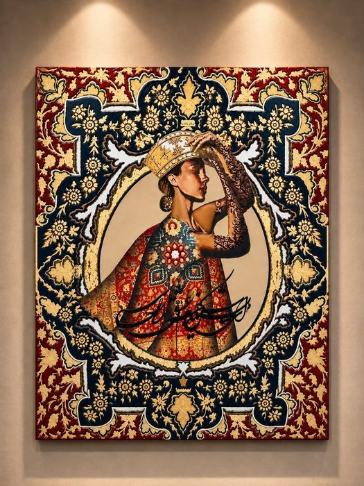 Name: Mobina Fojian/ Title: Lady Parsi/ Dimensions: 120*80/ Technique: Oil paint and resin/ Year: 2026/ Price: 300$