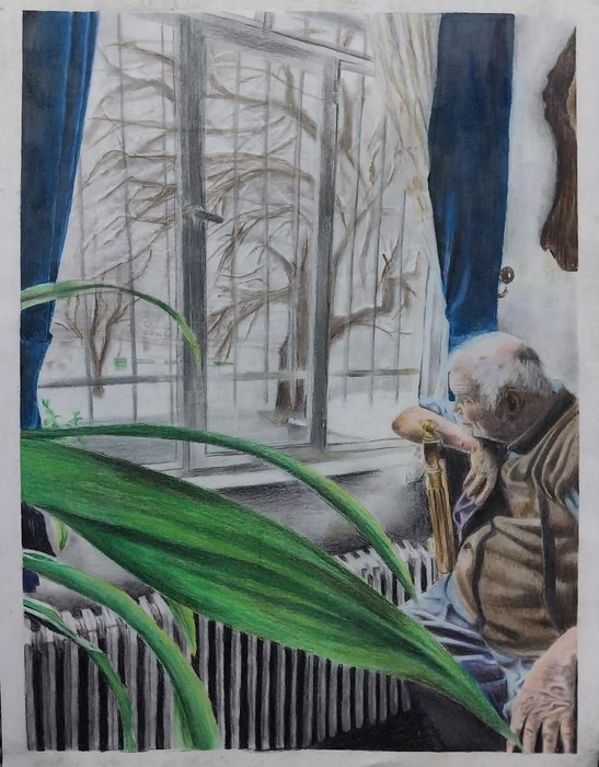 Name: Nazanin Zahra Kargar Bideh/ Title: The Passage of Time/ Dimensions: A3/ Technique: Colored pencil/ Year: 2026/ Price: 210$