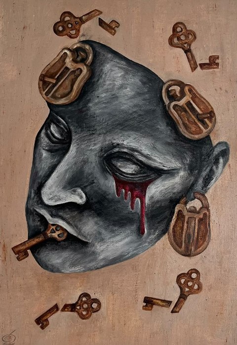 Name: Mohadese Angani/ Title: Wordless/ Dimensions: 50×70/ Technique: Oil on Canvas/ Year: 2024/ Price: 40$