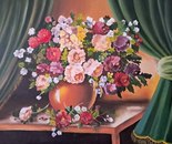 Name: Mojgan Mohammadi/ Title: Vase of flower/ Dimensions: Oil paint/ Technique:50×70cm/ Year: 2025/ Price: 800€
