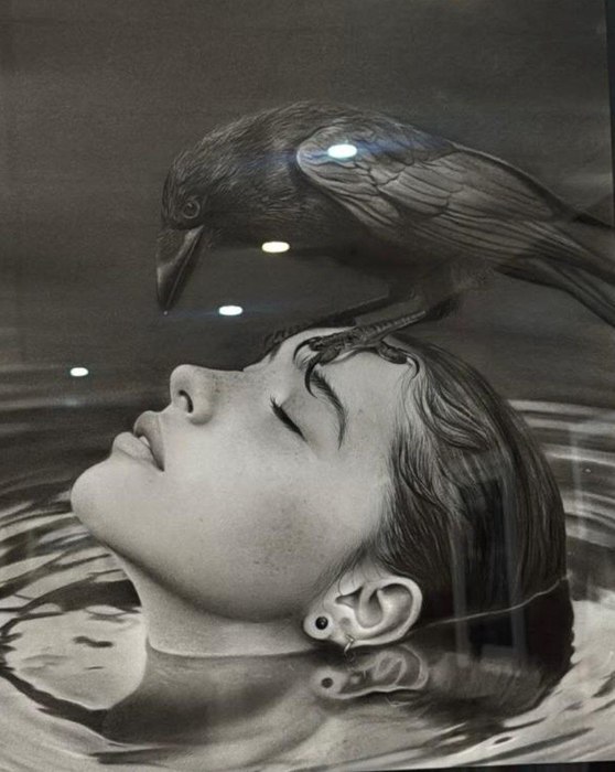 Name: Sana Akbari Naderian/ Title: Swamp/ Dimensions: 25*30cm/ Technique: Charcoal Drawing/ Year: 2025/ Price: 300$