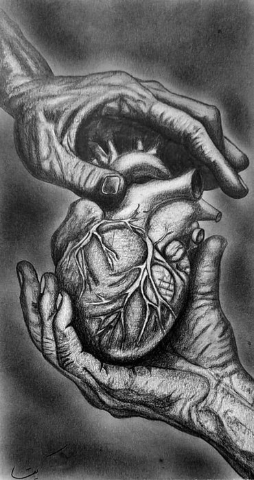 Name: Fatemeh, Malekjamshidi/ Title: where Love Lives/ Dimensins: a4/ Technique: Black Pencil Drawing/ Year: 2026/ Price: 75$