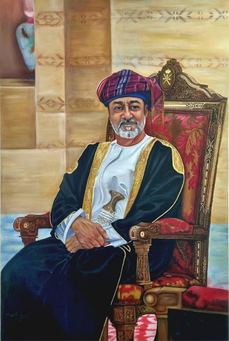 Name: Behnaz Baharloo/ Title: Sultan Haitham/ Dimensions: 100×80 cm/ Technique: Oil on Canvas/ Year: 2025/ Price: 1,000$