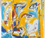 Name: Shabnam javani/ Title: Worried Eyes/ Dimensions: 50*50/ Technique: Acrylic/ Year: 2025/ Price: 600$