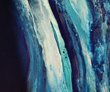 Name: Farzaneh Taghizadeh/ Title: Blue Pulse/ Dimensions: 50×100 cm/ Year: 2024/ Technique: Acrylic on Canvas/ Price: Personal Archive