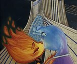 Name: AzinTalebpoor/ Title: Kiss/ Dimensions: 70*1cm/ Technique: Oil Paint/ Year: 2025/ Price: 343$