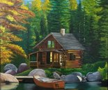 Name: Nazanin yousefi/ Title: Love cabin/ Dimensions:60×80/ Technique: Acrylic paint/ Year: 2026/ Price: 550$