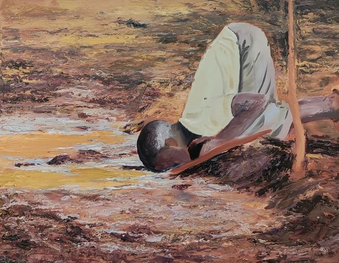 Name: Ahdiye Haidari/ Title: Lack of Water/ Dimensions: 60*80cm/ Technigue: Oil Paint/ Year: 2025/ Price: conexet