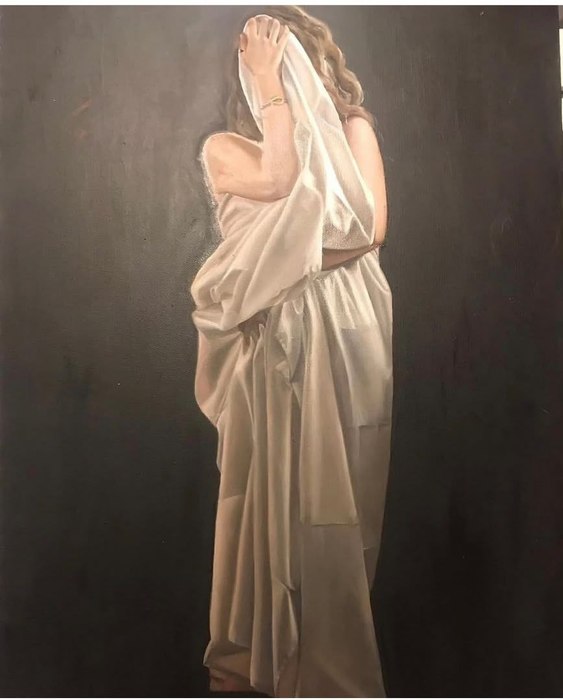 Name: Rozita Atighechian/ Title: Unseen Shame/ Dimensions: 130*80cm/ Technique: Oil color/ Year: 2025/ Price: 400$