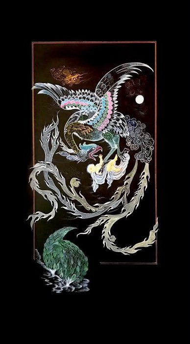 Name: MitraYazdani/ name of work: The Legend of Simorgh and Zaal/ Dimensions: Unframed 70*38cm/ Technique: Acrylic/ Year: 2026/ PRICE:2000$