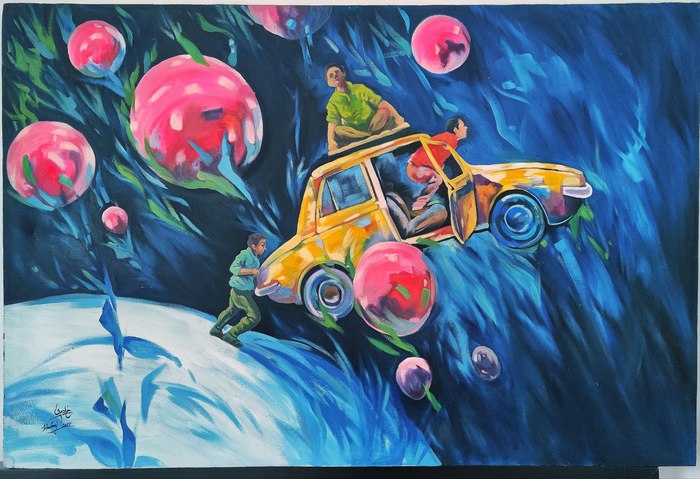 Name: Fatemeh Khademi/ Title: In the Orbit of Dreams/  Dimension: 60.90 cm/ Technique: Oil color on canvas/ Year: 2017/ Price: 150$
