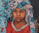 Name: Khatoon Yaghoubkhani/ Title: The secret of gaze/ Dimensions: 50×50/ Technique: color pencil/ Year: 2025/ Price: 650$