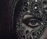 Name: Masoumeh Molaei/ Title: In the absence of a face/ Dimensions: 30×25/ Technique: Hyperreal pen black/ year: 2024/ Price: 100$