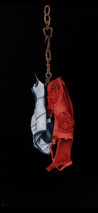 Name: Hamid Reza Soleimani/ Title: Maslakh/ Dimensions: 160×78cm/ Technique: Oil Paint/ Year: 2026/ Price: personal Archive