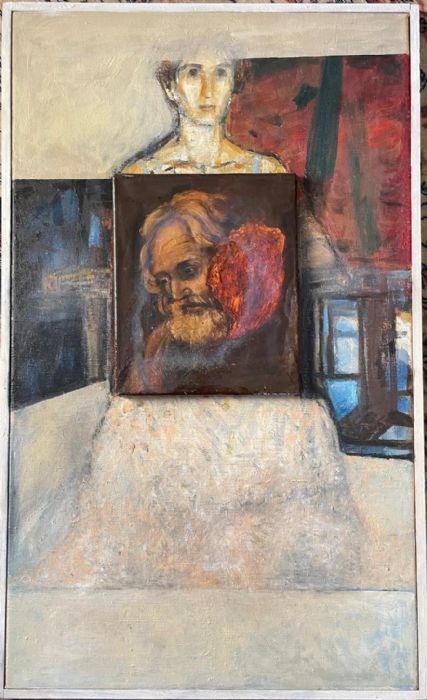 Dalia Bursztyn, Collage and oil on canvas, 91 by 55 cm,