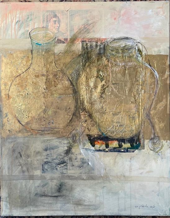 Dalia Bursztyn, Drawing and collage on canvas, 100 by 80 cm,