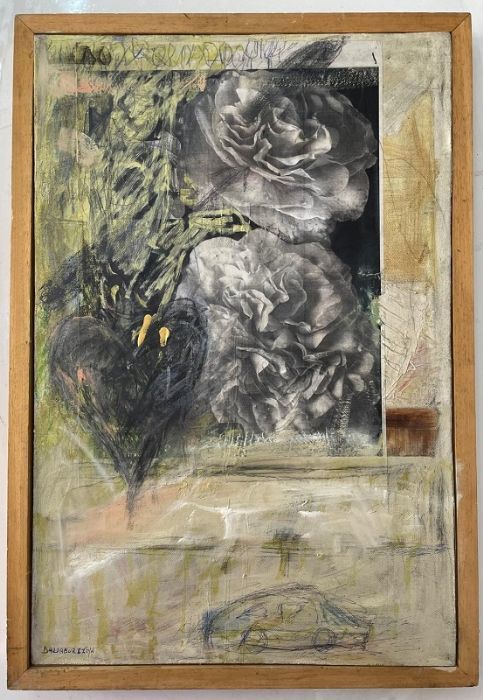 Dalia Bursztyn, Mixed media, oil collage and drawing on canvas, 60 by 40 cm,