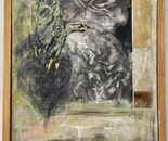 Dalia Bursztyn, Mixed media, oil collage and drawing on canvas, 60 by 40 cm,