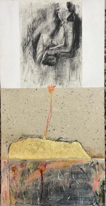 Dalia Bursztyn, Collage and oil on canvas, 150 by 76 cm,