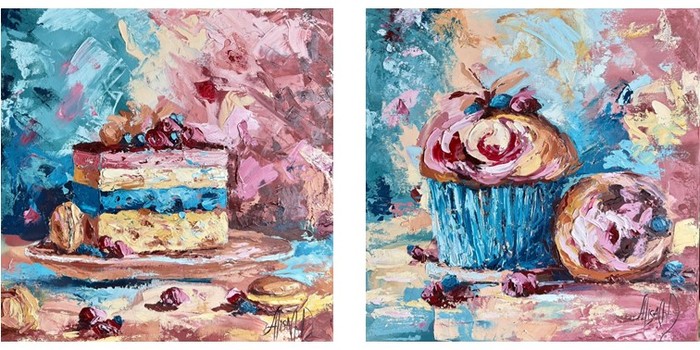  Alisa Cherkun Drukman, Diptych, Oil on canvas, 40 by 40 cm X2