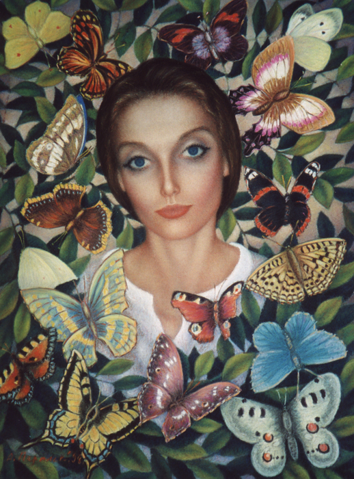 Portrait with butterflies