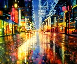 Calle con luces de colores 