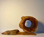 Altar of Time & Cloud — Spiritual Sculpture in Sandalwood & Lightning-Struck Wood