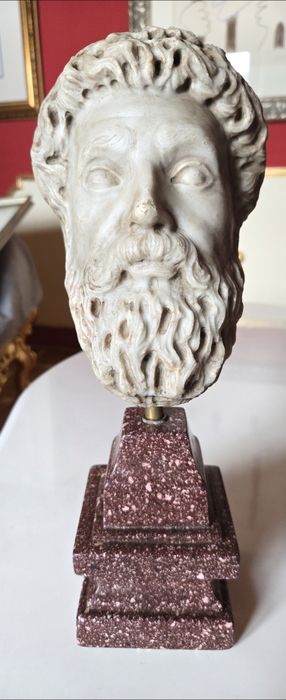 Marcus Aurelius head white marble Imperial Porphyry base Grand Tour