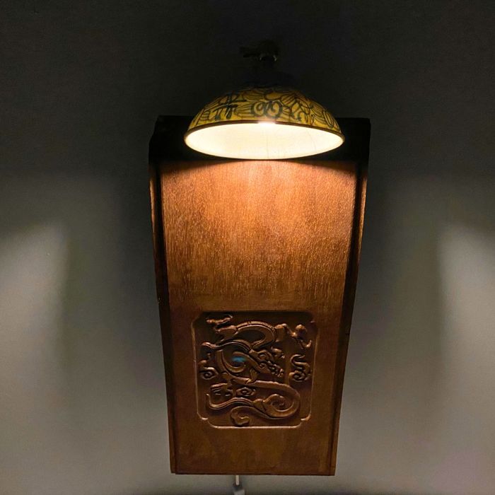Suspended Moment — Wall Sculptural Lamp with Republic-Era Porcelain Bowl