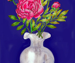 Peonies in fluted vase