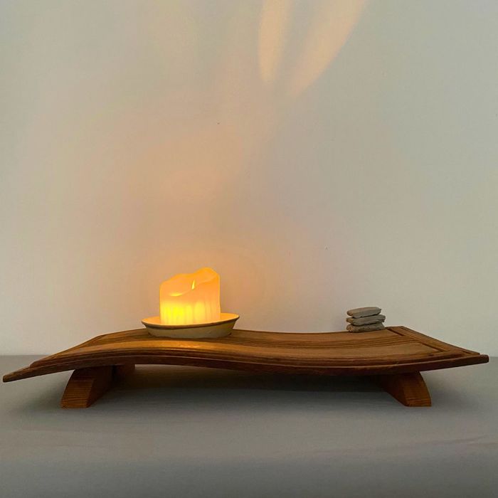 Harbor of Light - Meditative Sculpture Lamp from Reclaimed Wood & Ceramic
