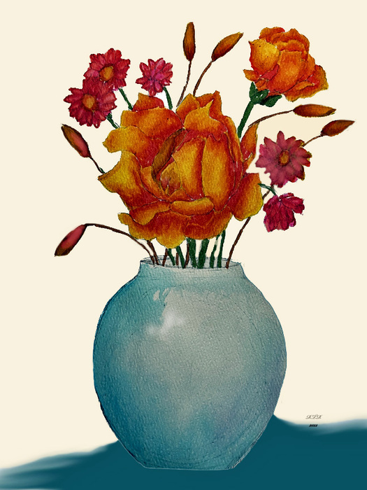 orange in blue