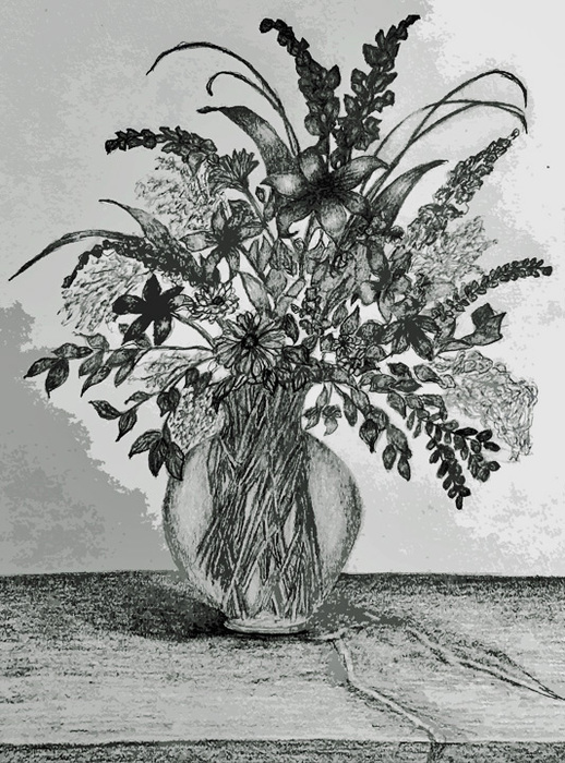 black and white floral