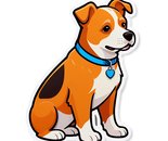 Happy Puppy with Blue Collar 