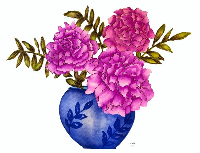bowl of peonies