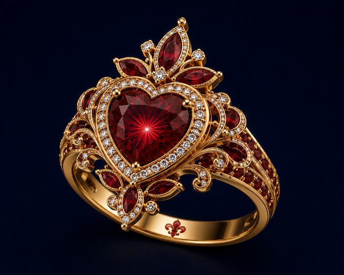 Royal Heart Gemstone Ring