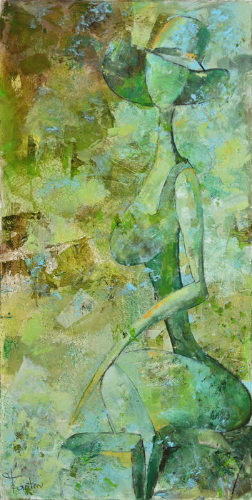 9 μεσα στο πρασινο   Into The Green 2025 Acrylic On Canvas 100x50