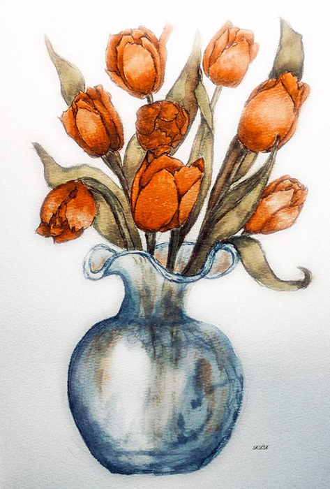 Tulips in Fancy Vase