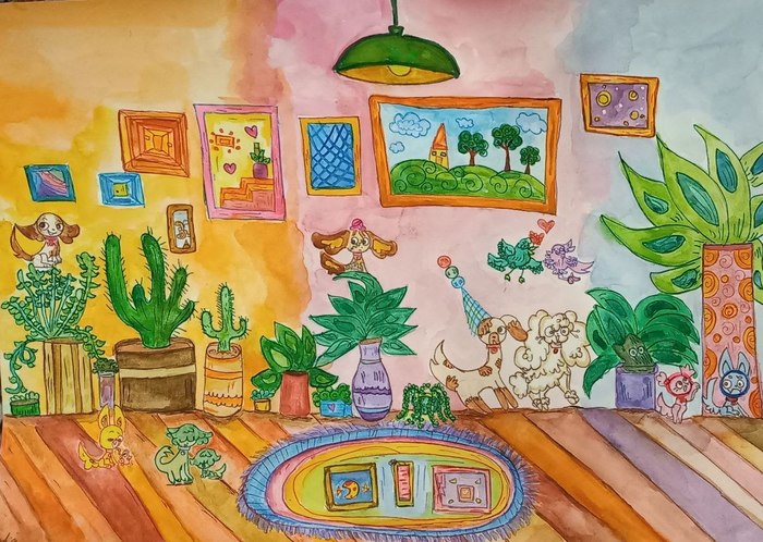 Home of My Lovely Dogs / Andia Nouralizadeh / 35 × 50 cm / 2026 / Watercolor / $100