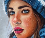 Infinite Blue / Fatemeh Ebrahimzadeh Nazari / A3 / 2025 / Soft Pastel Portrait / Price not provided