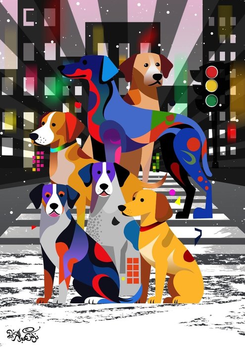 Dogs in Contemporary Art / Narges Abdolrezaei / A3 / 2026 / Digital Art / Artist’s Private Gallery