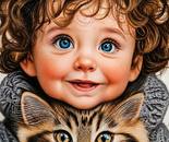Baby & Cat / Zahra Abdi /  42 × 30 cm / 2026 / Colored Pencil / $100